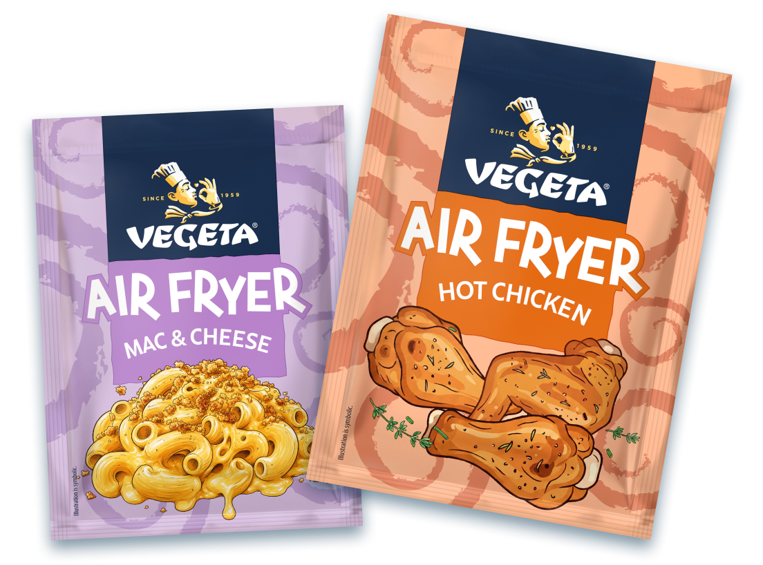Vegeta Air Fryer Mac and Cheese i Hot Chicken začini